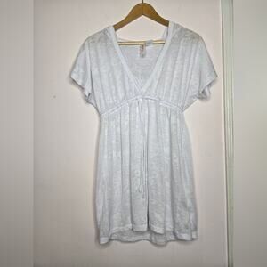 MIKEN White Short Sleeve Bathing Suit Cover w/Hood Size M